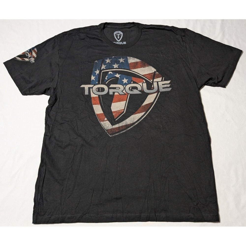 TORQUE USA FLAG SHIELED Men Size 2XL Black Cotton Graphic‎ T-Shirt